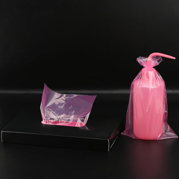 500PCS Pink Tattoo Wash Bottle Bags, Disposable Tattoo Bottle Bags Squeeze Bottle Bag Sleeves Dental Bottle Bag Covers, Tattoo Bottle Cleaning Bags for Tattoo Supplies Accessories