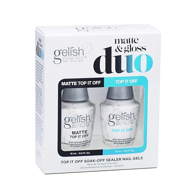 Gelish Matte & Gloss Duo – Premium Matte & Glossy Top Coats for Gel Nails, Clear & Dull Finish, 0.5 oz Each, Long-Lasting, Professional Gel Nail Top Coat Bundle.