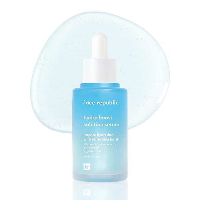 Face Republic Hydro Boost Solution Serum 45ml 1.52 fl oz | Hyaluronic acids, Adenosine | Hydrating, Refining | Anti-wrinkle | No Artificial Color | For Dry, Sensitive Skin | Vegan Korean Skin Care