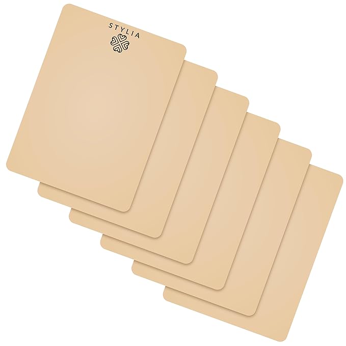 Stylia Microblading Practice Fake Skin Silicone Sheet for Eyebrow Tattoo, Micro Blading and Needling, Fake Skin for Tattoo, Eye Brow Makeup, Tattoo Skin Practice Kit Supplies (6 Blank Double Sided)