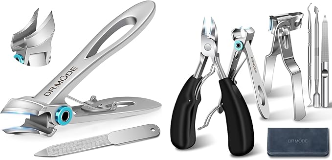 Toenail Clippers for Seniors Thick Toenails, Wide Jaw Opening Slanted Curved Toe Nail Clippers for Men Thick Ingrown Nails, Large 360 Degree Rotary Fingernail Clipper Nail Cutter