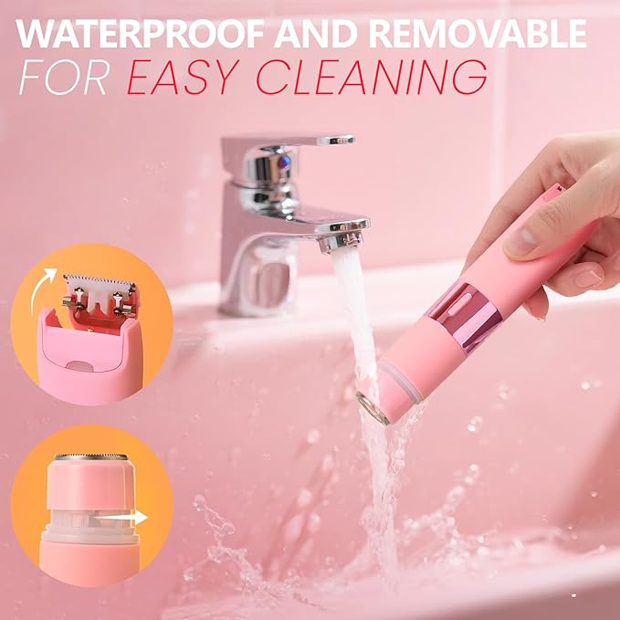 2025 New Bikini Trimmer for Women, 2-in-1 Waterproof Electric Dual Head Shaver (Pink)