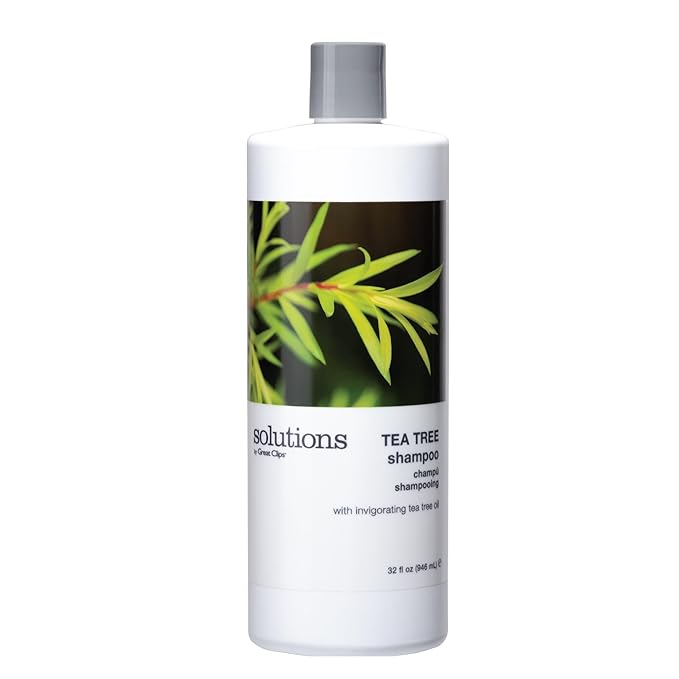 GREAT CLIPS Solutions Tea Tree Shampoo 32 fl oz | Natural Dry Scalp & Dandruff Treatment with Invigorating Essential Oils | Nourish and Stimulate Scalp | For All Hair Types