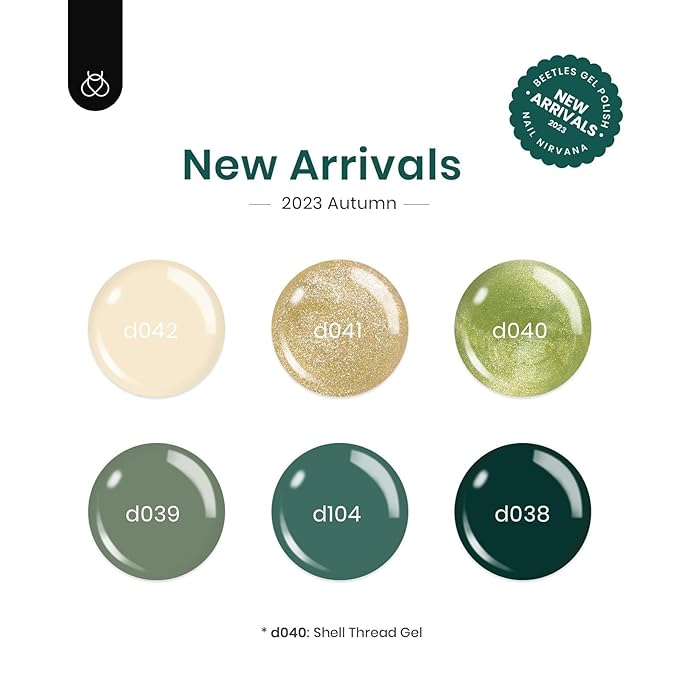 Beetles Green Gel Nail Polish Kit, 6 Colors Glitter Pearl Green Shimmer Nude Cream Gel Nail Polish Spring Summer Soak off Uv LED Nail Lamp Nail Kit DIY Home Manicure