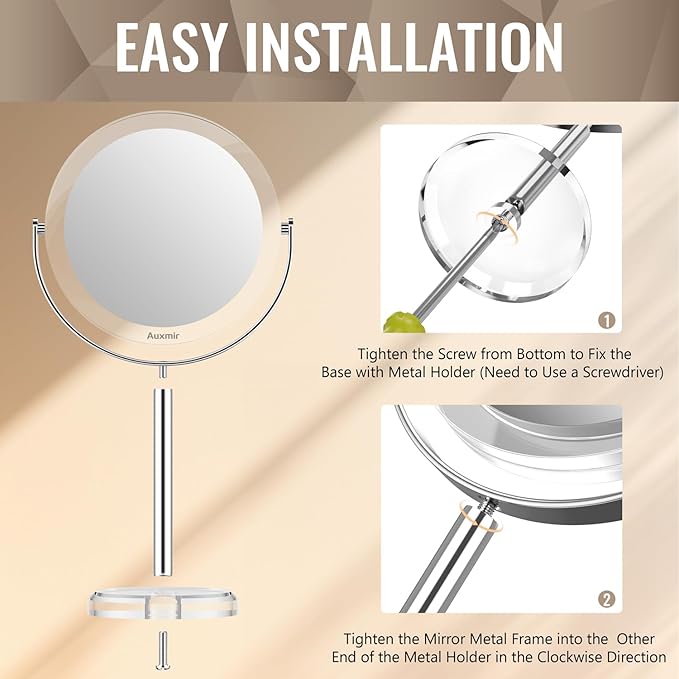 20X Magnifying Makeup Mirror, Double Sided 1X/20X Magnifying Mirror, Tabletop Magnified Vanity Mirror with Magnification, 360° Rotation, Stand for Dressing Table, Bathroom, Bedroom