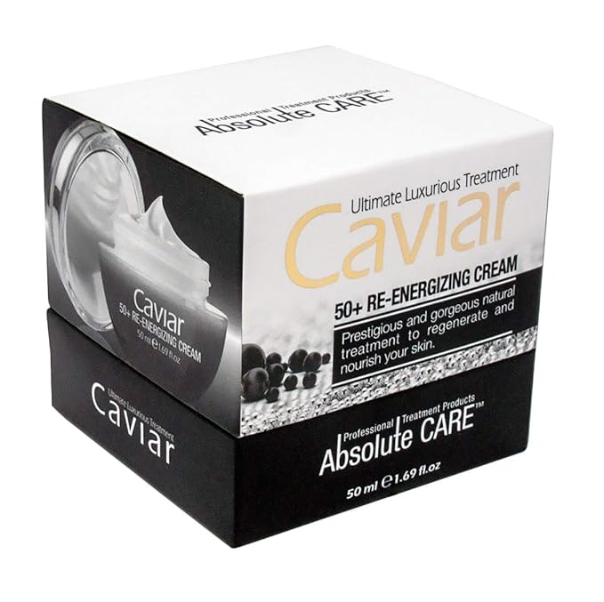 CAVIAR 50+ RE-ENERGIZING CREAM with pure Hyaluronic Acid, Vitamin E, Shea Butter, Olive Oil 1.69 FL OZ