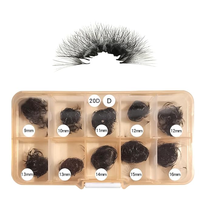 Veritee 1000pcs 20D D Curl Mix9-16 Handmade Pinching Fake False Eye Lash Pre Pro Made Mega Volume Promade Loose Premade Lash Fans Eyelash Extensions