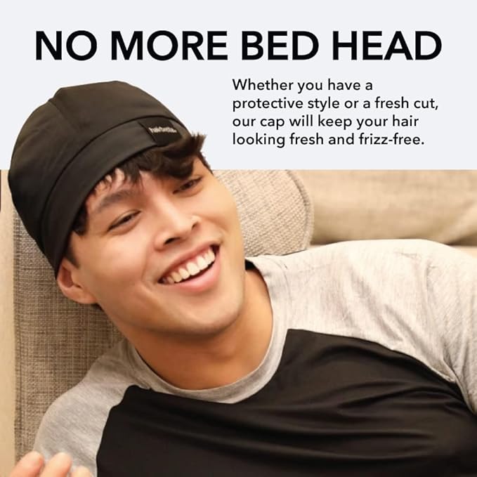 Hairbrella Premium Satin-Lined Mens Sleep Cap, Wave Cap, Adjustable Durags for Men, Durag Alternative for 360 Waves