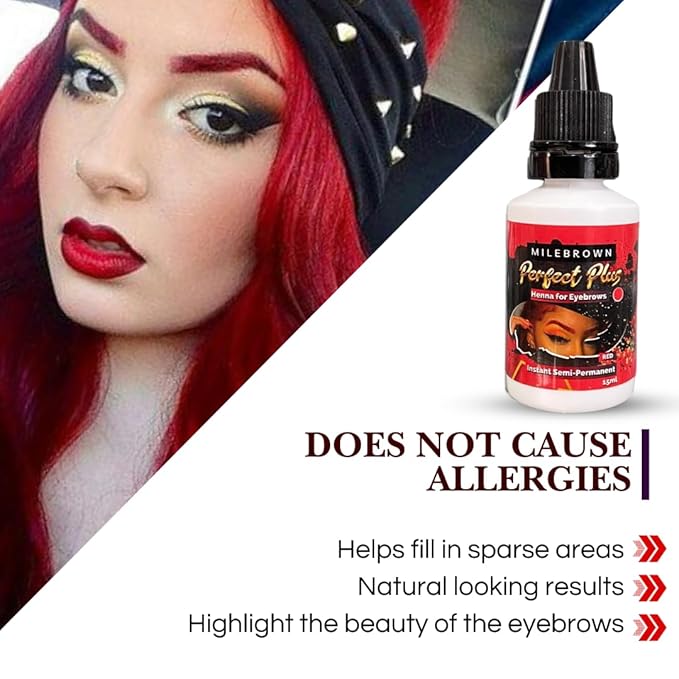 Eyebrow Henna, for natural-looking coloring, 15 ml (Red)
