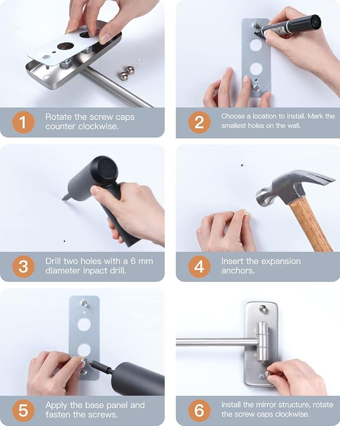 Benbilry 9" Large Size Wall Mounted Makeup Vanity Mirror, 1X/10X Magnifying Double Sided Shaving Mirror for Bathroom, 360° Swivel Extendable Arm Nickel Finish