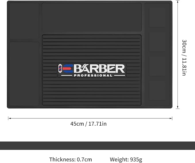Magnetic Barber Mat for Station Barber Organizer Mat for Clipper Salon Station Tools with 4 Slots for Clippers Salon Barbershop Work Station Pads Anti Slip(4 Slots)