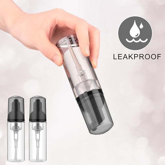 70 Pcs 2 oz Plastic Foam Soap Dispensers Refillable Lash Shampoo Bottles with Pump Mini Eyelash Cleaning Foam Bottle Dispenser for Refillable Travel Cosmetics (Gray)