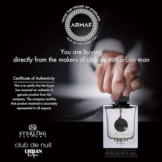 Armaf Club De Nuit Urban for Man Eau de Parfum Spray, 3.6 Ounce
