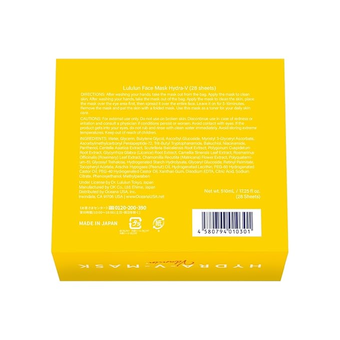 Lululun 28 EA Facial Sheet Mask with Organic 7 Herbs & 7 Vitamins for Pore Care & Rough Skin, Daily Face Sheet Mask Pack for Hydrating and Moisturizing Skincare from Japan with Vitamin C & E, Hydra V