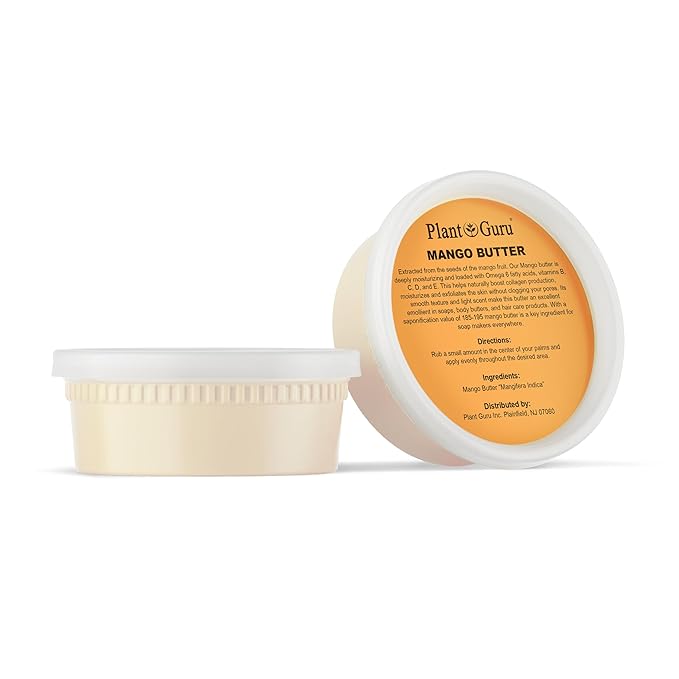 Raw Mango Butter 8 oz. - 100% Pure Natural Unrefined - Great for Skin, Body and Hair Growth. DIY Soap Making, Body Butter, Lotions and Creams.