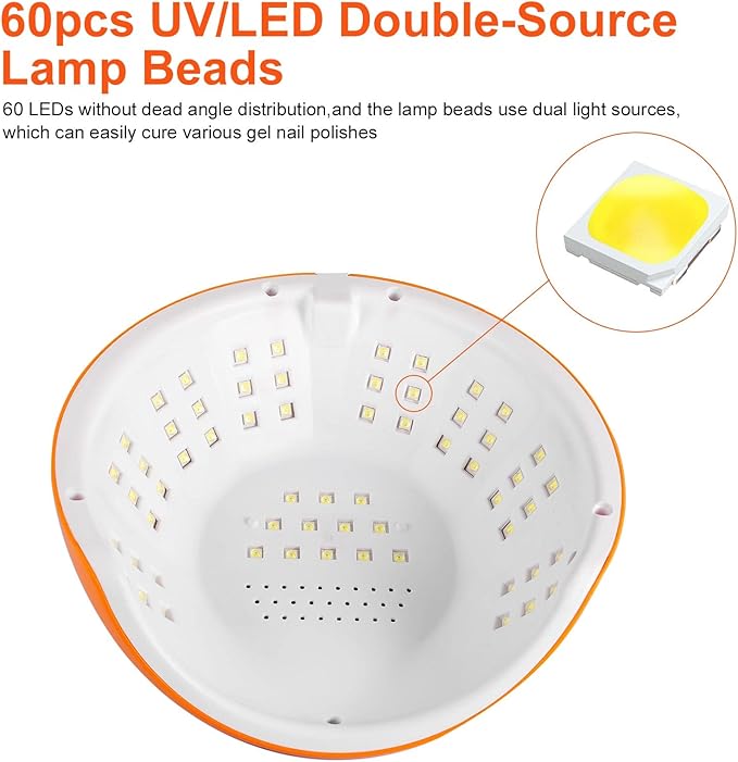 UV LED Nail Lamp, 360 W High Power UV Nail Dryer with Phone Holder Professional Nail Gel Polish Dryer Curing Lamp,with Auto Sensor 60 Beads Suitable for Fingernail and Toenail 1