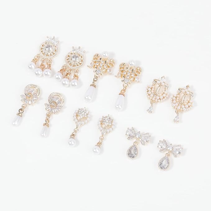 12Pcs Gold Nail Charms Nail Zircon Charms Rhinestones for Nails Gold Charms for Nails Shiny Nail Art Crystal Charms Gems Jewelry Dangle Nail Diamond Rhinestone Charms for Nail DIY Decoration
