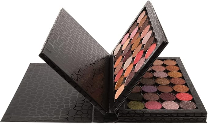 Allwon 4-Layer Book Shaped Magnetic Palette Large Empty Makeup Palette Storage Box for Eyeshadow Lipstick Blush Powder (Black)