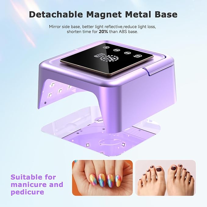 108W UV Gel Nail Lamp, Rechargeable UV Nail Light with Auto Sensor for Gel Polish, Portable Nail Dryer Built-in 4 Timer Mode and Touch Display for Home & Salon Use
