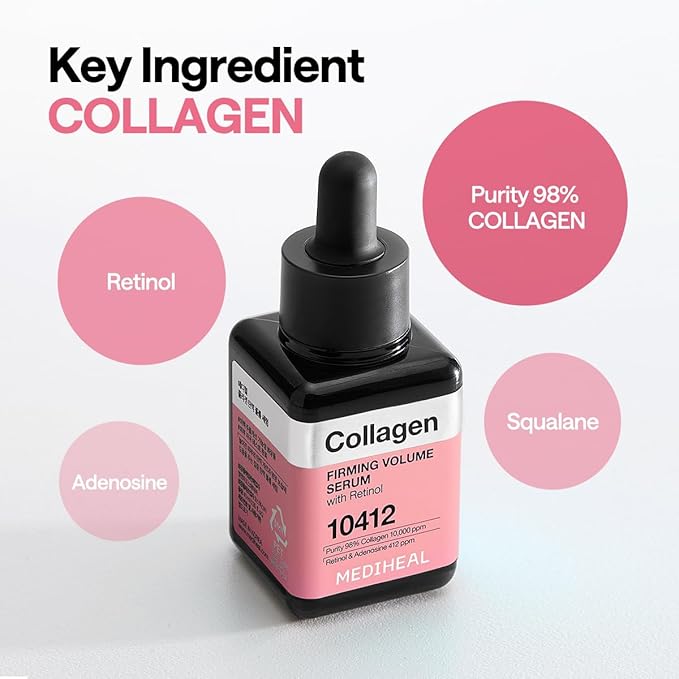 Mediheal Collagen Firming Volume Serum with Retinol 1.35 fl oz - Face Serum for Korean Glass Skin Look, Anti-Wrinkle, Pore Care & Long-Lasting Hydration