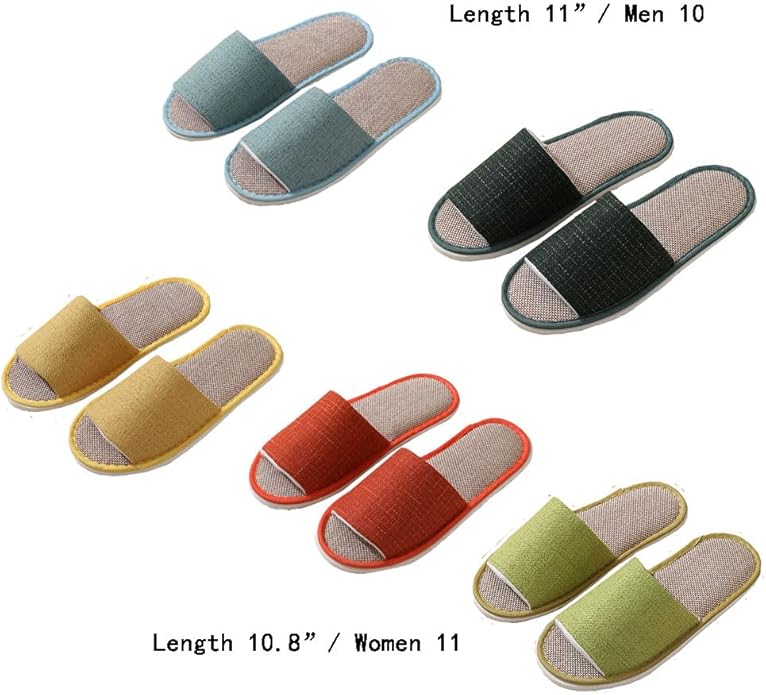 5-6 Pairs Spa Slippers, Non Slip Disposable Slippers for Guest, Washable Foldable Indoor Slippers, Open Toe Linen Spa Slippers for Women Men