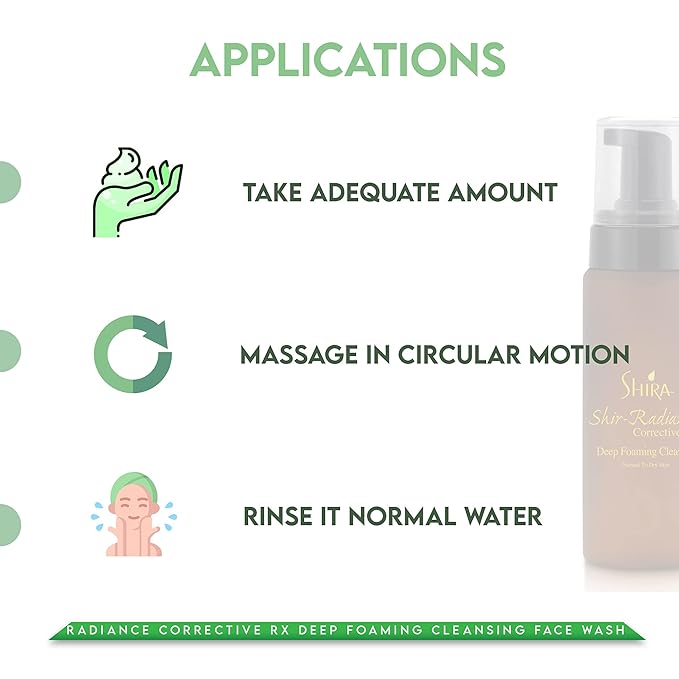 Shir-Radiance Corrective RX Deep Foaming Cleansing Face Wash For Balanced Skin PH, Skin Brighting, Deep Pore Cleansing for Normal to Dry Skin (200ml)