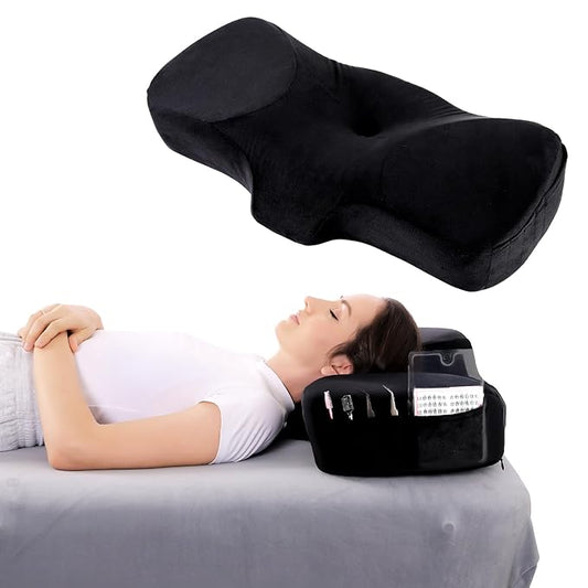 Neck Support Memory Lash Pillows for Eyelash Extensions, Ergonomic Cervical Pillow for Neck and Shoulder Pain Relief, Comfortable Beauty Lash Bed Pillow with Comfortable Velvet Pillowcase
