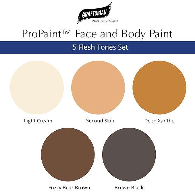 Graftobian Makeup ProPaint Face & Body Paint - Flesh Tones Set - 30ml - Halloween & Costume Makeup for Adults - Body & Face Paint