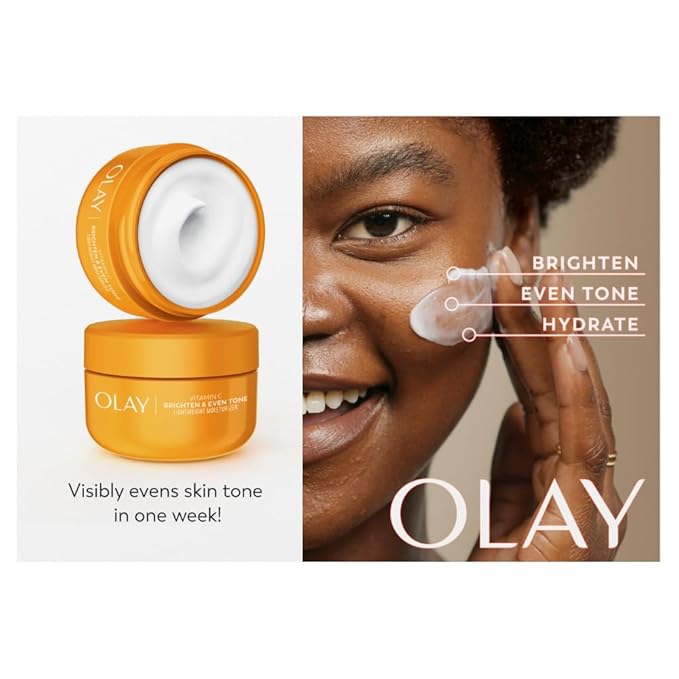 Olay Bright & Even Vitamin C with Lactic Acid Face Moisturizer, 2 oz Lightweight Brightening Face Cream for Uneven Skin Tone, Recyclable Eco Jar Packaging, Value Size