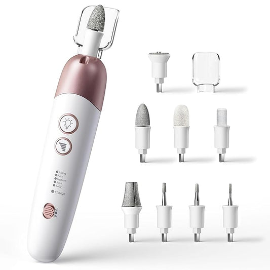 Cordless Electric Nail File Set, Portable Electric Nail Drill Machine,Professional Manicure Pedicure Kit, 5 Speeds Hand Foot Care Tool for Calluses, Thick Nails, Grind, Trim, Polish