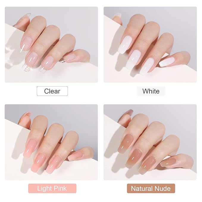 GAOY Poly Nail Extension Gel Kit and Jelly Gel Nail Polish Set, 8 Translucent Nude Pink Brown Neutral Sheer Colors Kit