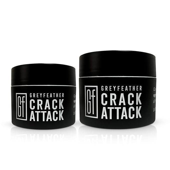 Greyfeather Crack Attack Hand Cream for Dry Cracked Hands & Feet, Skin Repair Cream for Gardeners, Nurses, Bug Bites, Rashes, Gift for Father's & Mother’s Day, Weddings, Outdoor Use (8 oz)