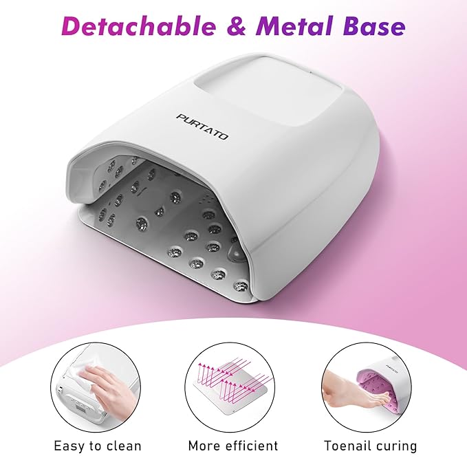 Professional Cordless Rechargeable UV LED Nail Lamp with 4 Timer Setting and 126W High Power Quick Drying Nail Dryer(White)