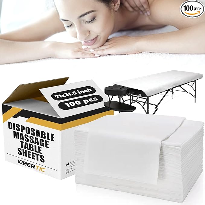 100 PCS Disposable Massage Table Sheets 71x31.5 inch, Disposable Bed Sheets, Disposable Sheets, White Massage Bed Cover, Massage Bed Sheets, Spa Sheets for Esthetician Bed, Hotel, Beauty