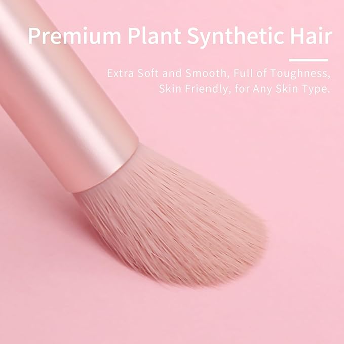 Pink Portable Eye Shadow Brush Set by ENZO KEN, Vegan Eyeshadow Brushes Set, Small Nose Contour Brush, Diamond Eyeshadow Brush, Eye Brush, Eyeshadow Blending Brush, Eye Makeup Brushes Set Professional