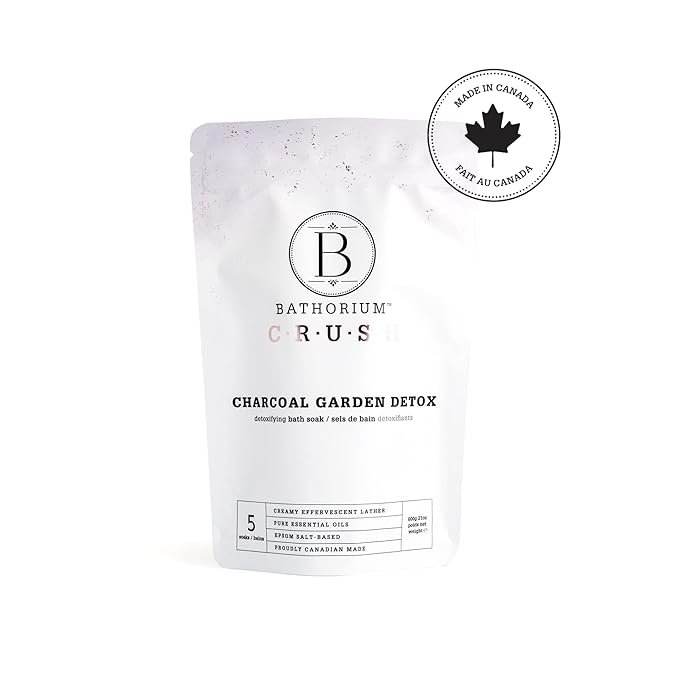Bathorium Charcoal Garden Detox Crush, Purifying Bath Soak with Activated Charcoal & Eucalyptus, pH-Balanced, Herb-Scented Bath Soak, 5+ Baths, 21 oz