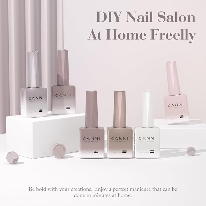 CANNI Jelly Gel Nail Polish Set,Milky White Nude Grey 6 Colors 9ML Jelly Translucent Gel Polish Set,Natural Neutral Nude Grey, High Gloss Soak Off UV LED Gel Nail Manicure Salon DIY