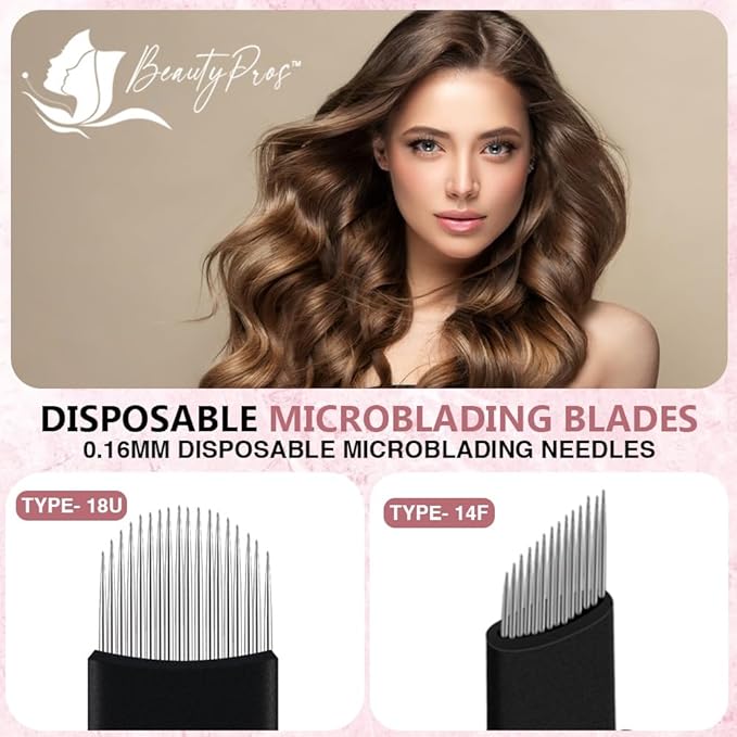 Disposable Microblading Blades, Manual Eyebrow Shading Blades, Perfect for Hair Strokes Eyebrow, Eyebrow Needle (18U 0.18mm)