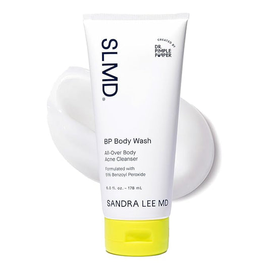 SLMD by Dr. Pimple Popper BP Body Wash – 5% Benzoyl Peroxide Exfoliating Cleanser for Clearer, Smoother-Looking Skin – 6 fl. oz Skincare