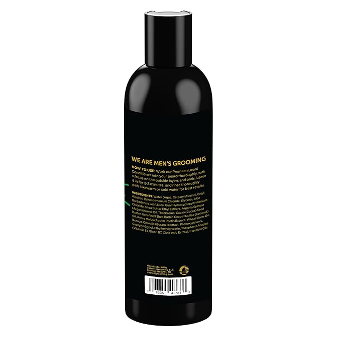 Detroit Grooming Co. Beard Conditioner with Apple Extract & Aloe Vera – Softening, Detangling, and Hydrating Beard Conditioner – 313 (Toasted Vanilla & Amber) - 8oz