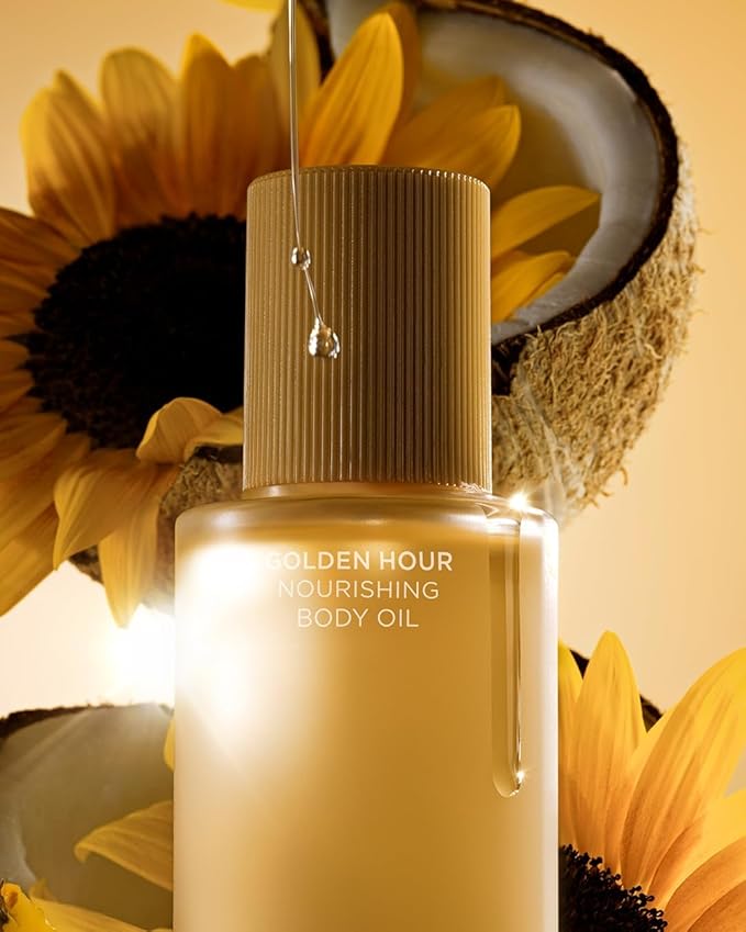 Saltair Body Oil. Luxurious Golden Hour After Shower and Bath Oil Moisturizer for Women. Botanical, Non-Greasy, and Well-Absorbing Lotion for Hydrating Dry Skin. 4oz Pump Bottle