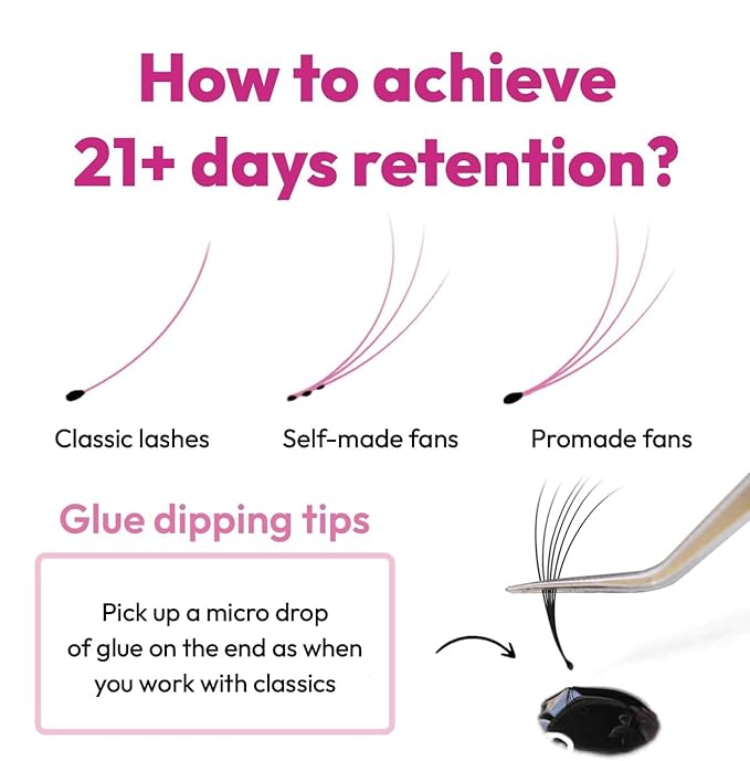 500 Promade Fans - 14D 0.03 Size 15mm Curl C - Mega Volume Premade Lash Fans for Eyelash Extensions Middle Stem Handmade Loose Pre Made Eyelash Fluffy Soft Pointy Base