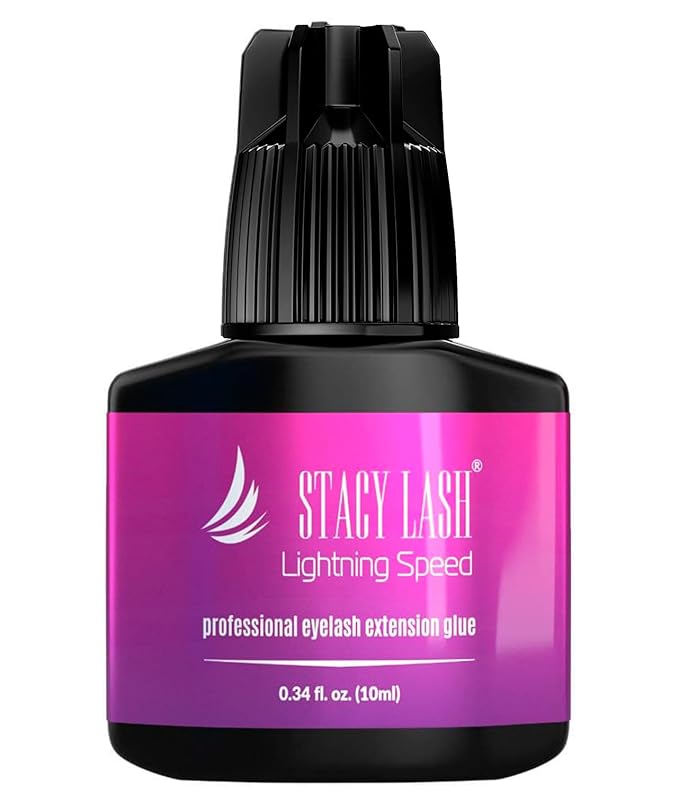 Lightning Speed Eyelash Extension Glue – Stacy Lash 10ml/0.34 fl.oz / 0.3 Sec Dry/Retention – 6-8 Weeks/Black Adhesive/Professional Supplies