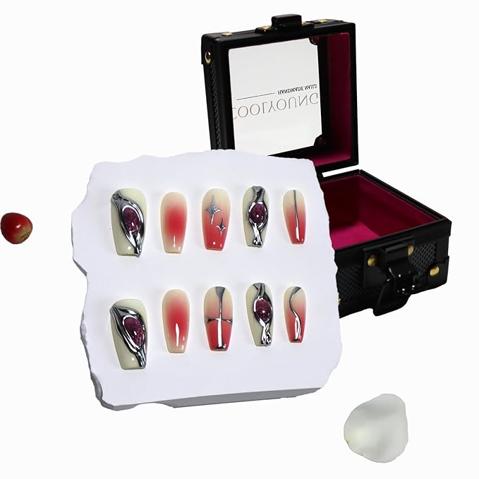 Handmade Press On Nails, Y2K Press On Nails, Pink Nails, Homemade Nails, Thick Press On Nails, Press On Nails With Designs, 3D Press On Nails, Gifts for Women, COOLYOUNG Nails, 10 PCS, Size L