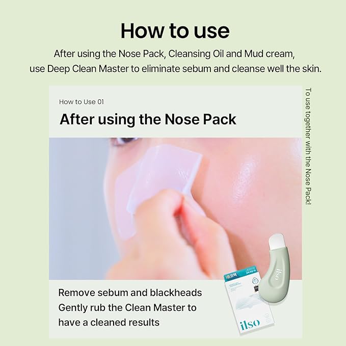 ilso Natural Mild Clear Nose Patch + Deep Clean Master (Blackheads Remover tool), Melt Blackheads and Tighten Pores
