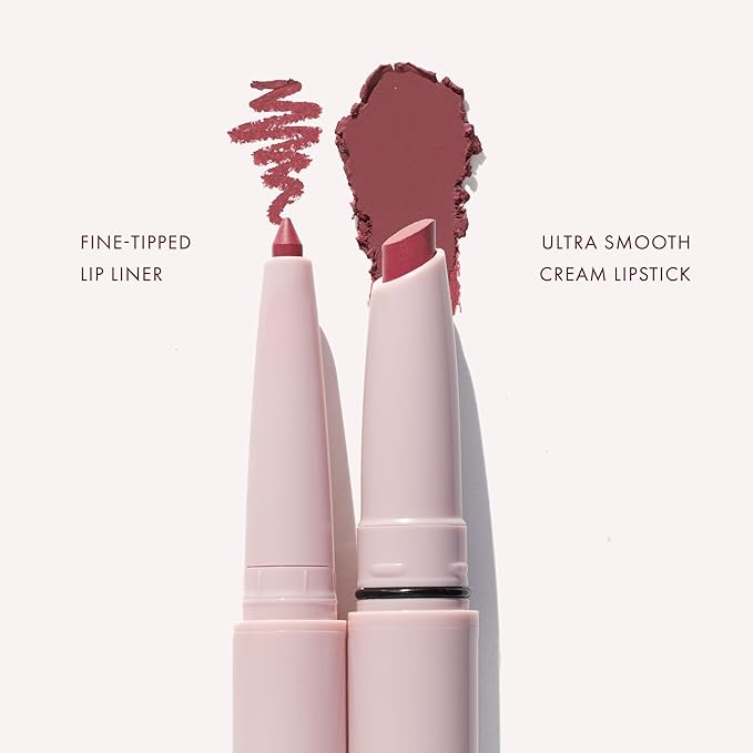 Wander Beauty Lipsetter Dual Cream Lipstick + Lip Liner - On the Mauve - Ultra-Smooth, Hydrating Lipstick and Mauve Lip Liner with a Soft Matte Finish - Made with Squalane & Peptides (1 Count)