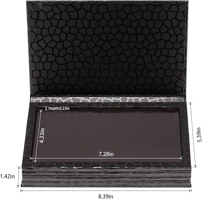 Allwon 4-Layer Book Shaped Magnetic Palette Large Empty Makeup Palette Storage Box for Eyeshadow Lipstick Blush Powder (Black)