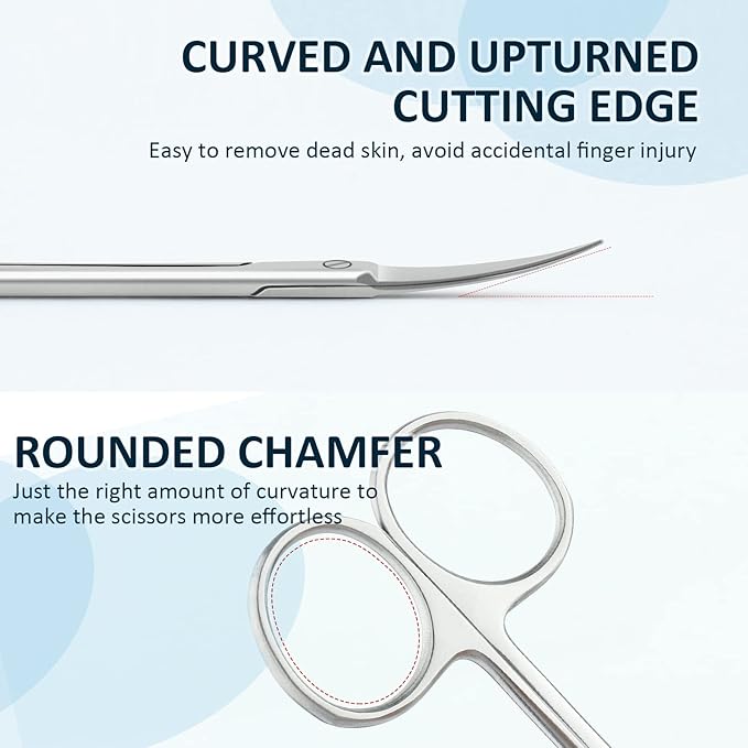 Cuticle Scissors for Women and Men Curved Stainless Steel with Tip Grooming Blades Manicure Nail for Dry Skin Nail Scissors (2)