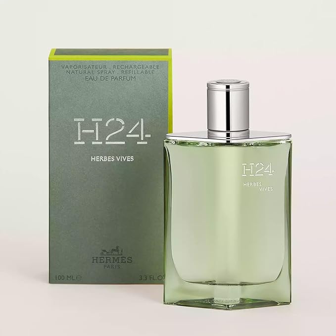 Hermes H24 Herbes Vives Eau De Parfum Rechargeable Spray for Men, 3.4 Ounce