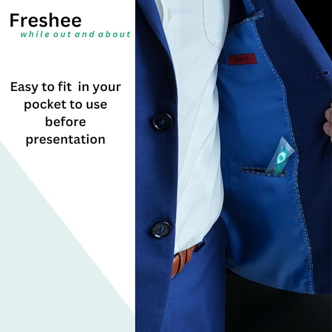 Freshee 5 in 1 Disposable Mini Toothbrush with Toothpaste + Floss + Pick + Tongue Scraper | Travel Size | Individually Wrapped | Soft | Mint | Travel Set | Oral Care